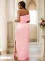 Sheath/Column One-Shoulder Sleeveless Floor-Length Hot Satin Bridesmaid Dresses