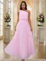 A-line One-Shoulder Stylish Sleeveless Floor-Length Chiffon Bridesmaid Dresses