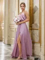 A-line V-Neck Chic Sleeveless Floor-Length Silk like Satin Bridesmaid Dresses