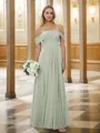 A-line Off-the-Shoulder Timeless Sleeveless Floor-Length Chiffon Bridesmaid Dresses