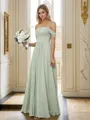 A-line Off-the-Shoulder Timeless Sleeveless Floor-Length Chiffon Bridesmaid Dresses