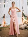 A-line V-Neck Stunning Sleeveless Floor-Length Chiffon Bridesmaid Dresses