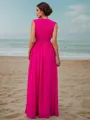 A-line V-Neck Sleeveless Floor-Length Elegant Chiffon Bridesmaid Dresses