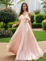 A-line V-Neck Flattering Sleeveless Floor-Length Chiffon Bridesmaid Dresses