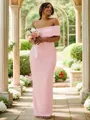 Sheath/Column One-Shoulder Sleeveless Floor-Length Stretch Crepe Fitted Bridesmaid Dresses