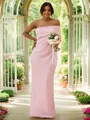 Sheath/Column One-Shoulder Sleeveless Floor-Length Stretch Crepe Fitted Bridesmaid Dresses