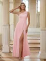 A-line One-Shoulder Dazzling Sleeveless Floor-Length Chiffon Bridesmaid Dresses