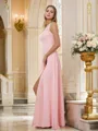 A-line One-Shoulder Dazzling Sleeveless Floor-Length Chiffon Bridesmaid Dresses