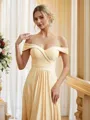 A-line Off-the-Shoulder Classy Sleeveless Court Train Jersey Bridesmaid Dresses
