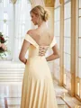 A-line Off-the-Shoulder Classy Sleeveless Court Train Jersey Bridesmaid Dresses
