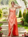 A-line V-Neck Elegant Sleeveless Asymmetrical Silk like Satin Bridesmaid Dresses