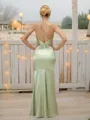 Sheath/Column V-Neck Va-va-voom Sleeveless Floor-Length Silk like Satin Bridesmaid Dresses