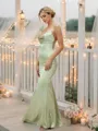 Sheath/Column V-Neck Va-va-voom Sleeveless Floor-Length Silk like Satin Bridesmaid Dresses
