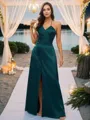 A-line V-Neck Simple Sleeveless Floor-Length Silk like Satin Bridesmaid Dresses