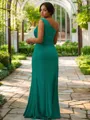 Sheath/Column One-Shoulder Sophisticated Sleeveless Sweep Train Jersey Bridesmaid Dresses