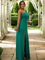 Sheath/Column One-Shoulder Sophisticated Sleeveless Sweep Train Jersey Bridesmaid Dresses