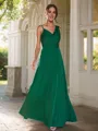 A-line Straps Trendy Sleeveless Floor-Length Jersey Bridesmaid Dresses