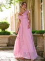 A-line One-Shoulder Stunning Sleeveless Floor-Length Chiffon Bridesmaid Dresses