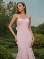 Trumpet/Mermaid Flair Sweetheart Sleeveless Sweep Train Stretch Crepe Bridesmaid Dresses