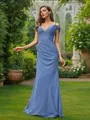 Sheath/Column Glamourous V-Neck Sleeveless Floor-Length Chiffon Bridesmaid Dresses