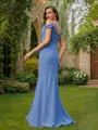 Sheath/Column Glamourous V-Neck Sleeveless Floor-Length Chiffon Bridesmaid Dresses