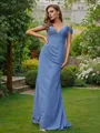 Sheath/Column Glamourous V-Neck Sleeveless Floor-Length Chiffon Bridesmaid Dresses