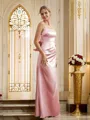 Sheath/Column Spaghetti Straps Flattering Sleeveless Floor-Length Silk like Satin Bridesmaid Dresses