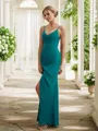 Sheath/Column V-Neck Neat Sleeveless Floor-Length Chiffon Bridesmaid Dresses