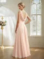 A-line Scoop Delicate Sleeveless Floor-Length Chiffon Bridesmaid Dresses