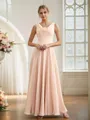 A-line Scoop Delicate Sleeveless Floor-Length Chiffon Bridesmaid Dresses