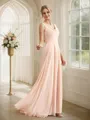 A-line Scoop Delicate Sleeveless Floor-Length Chiffon Bridesmaid Dresses