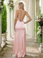 Sheath/Column Spaghetti Straps Show-stopping Sleeveless Floor-Length Silk like Satin Bridesmaid Dresses