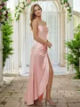 Sheath/Column Spaghetti Straps Show-stopping Sleeveless Floor-Length Silk like Satin Bridesmaid Dresses