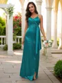 A-line Spaghetti Straps Sleeveless Timeless Floor-Length Silk like Satin Bridesmaid Dresses