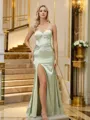 Sheath/Column Sweetheart Second-skin Sleeveless Floor-Length Silk like Satin Bridesmaid Dresses