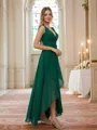 A-line V-Neck Classic Sleeveless Asymmetrical Chiffon Bridesmaid Dresses