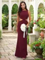 Sheath/Column Scoop Head-turning Sleeveless Floor-Length Stretch Crepe Bridesmaid Dresses