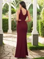 Sheath/Column Scoop Head-turning Sleeveless Floor-Length Stretch Crepe Bridesmaid Dresses