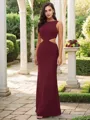 Sheath/Column Scoop Head-turning Sleeveless Floor-Length Stretch Crepe Bridesmaid Dresses