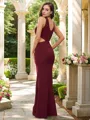 Sheath/Column Scoop Head-turning Sleeveless Floor-Length Stretch Crepe Bridesmaid Dresses