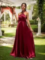 Perfect A-line Floor-Length Silk Like Satin Convertible Bridesmaid Dress With Slit