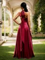 Perfect A-line Floor-Length Silk Like Satin Convertible Bridesmaid Dress With Slit