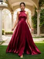 Perfect A-line Floor-Length Silk Like Satin Convertible Bridesmaid Dress With Slit
