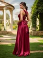 Perfect A-line Floor-Length Silk Like Satin Convertible Bridesmaid Dress With Slit