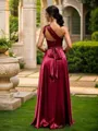 Perfect A-line Floor-Length Silk Like Satin Convertible Bridesmaid Dress With Slit