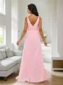 A-line Exquisite Scoop Floor-Length Chiffon Bridesmaid Dress With Ruffles