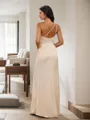 Sheath/Column Sleek One-Shoulder Floor-Length Silk like Satin Bridesmaid Dress With Slit