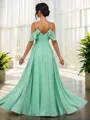 A-line Delicate Cold Shoulder Floor-Length Chiffon Bridesmaid Dress With Slit