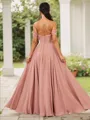A-line Timeless Cold Shoulder Floor-Length Chiffon Bridesmaid Dress With Slit