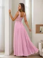 A-line Elegant V-neck Floor-Length Chiffon Bridesmaid Dress With Appliques Lace
